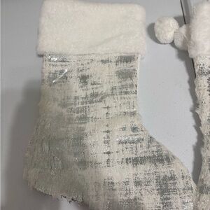 3 Elegant White and Silver Holiday Stocking